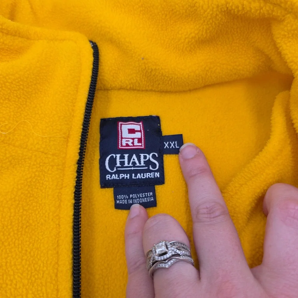Chaps Ralph Lauren Mens XXL Quarter‎ Zip Fleece Pullover Yellow Mock Neck Jacket